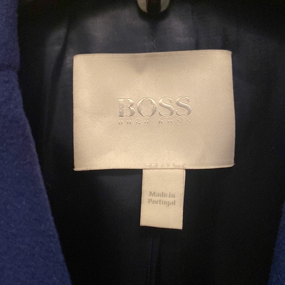 Hugo Boss Women’s Size 0 Cashmere and Wool Slim Fit Blue Car Coat - Picture 3 of 6